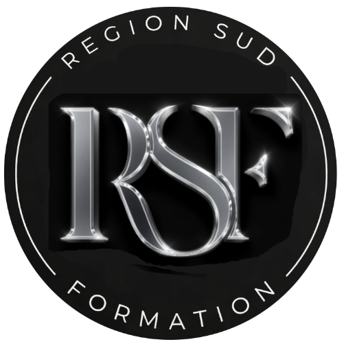 Logo RSF en argent sur fond noir